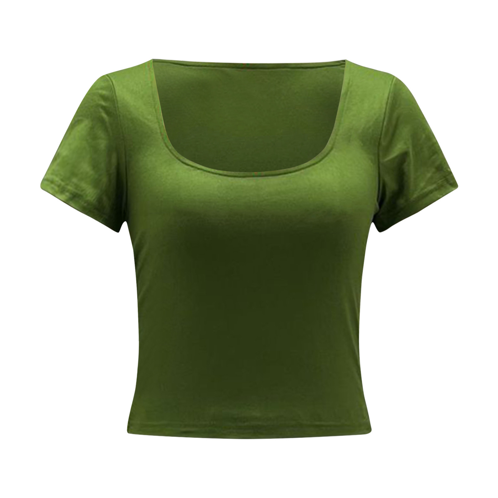thumbnail image 5 of Camiseta de manga corta y cuello redondo para mujer: básica, ajustada, camiseta informal de verano para combinar en capas, 5 of 6